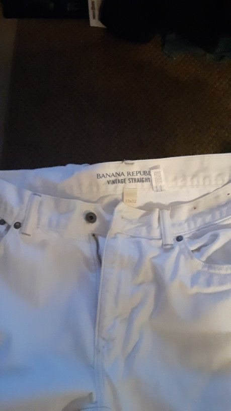 Banana Republic Vintage White Straight Jeans 33×32