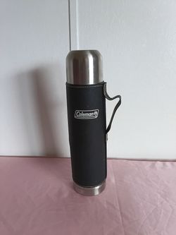 Coleman Stainless Steel 16 Oz. Vacuum Bottle Thermos with Leather Handle Vintage