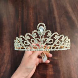 Gold Rhinestone Bridal Tiara Crown