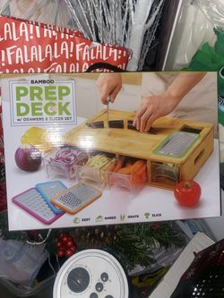 Bamboo Prep Deck W/ Drawers & Slicer Set