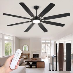 72 Inch Black Ceiling Fan with Lights and Remote