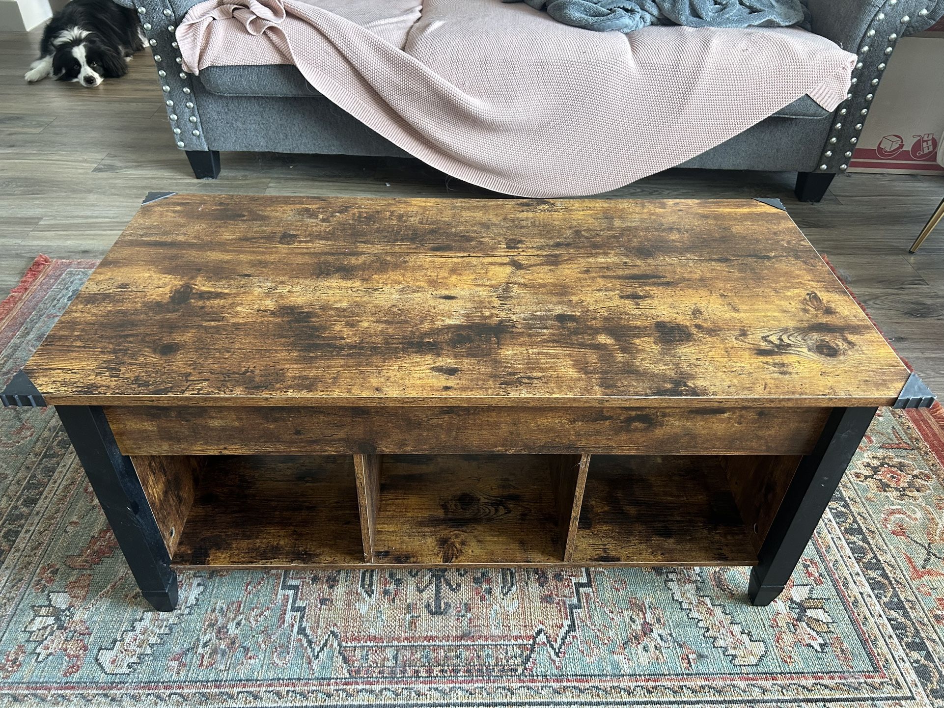 Lift-Top Coffee Table w/ Storage – Rustic Style