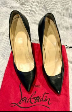 Christian Louboutin Black Leather Pointed-Toe Pumps Size 7