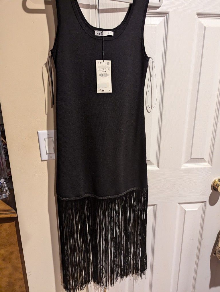 Nwt Zara Fringe Dress (L)