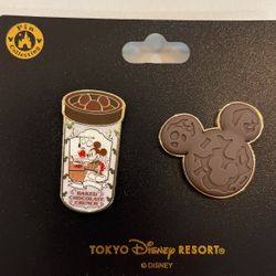 Japan Tokyo Disney Resort Pin Badge Set of 2 Mickey chocolate crunch