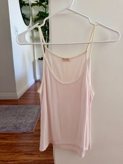 john galt light pink ribbed tank with white trim one size, preloved