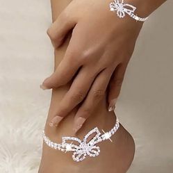 Matching Diamond Set Bracelet N Anklet