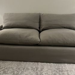 Gray Feather and down-filled Sofa (87”)