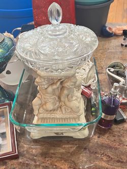 Marble Greek sclupted crystal container