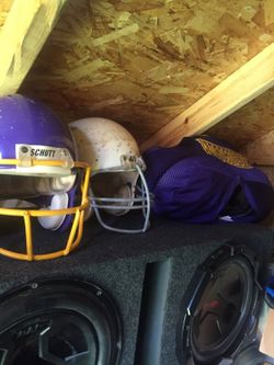 2 youth helmets. Speakers not for sale