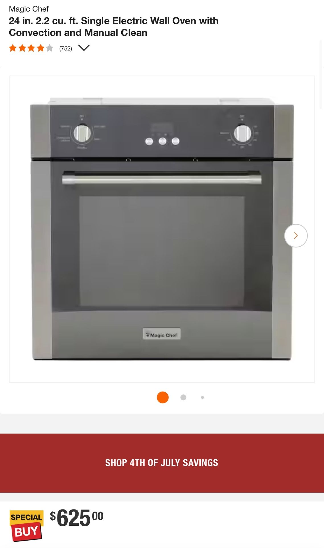 Magic Chef 24 in. Electric Wall Oven