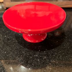Bella Red Ceramic Dessert stand 6” round New
