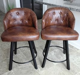 LueBona Arturo Series, From Home Depot, Brown Faux Leather Barstools, 25" Seat Height, Set of 2