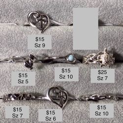 925 Sterling Silver Rings. Prices vary 
