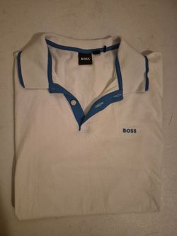 Men's White Hugo Boss Polo Shirt Size Medium