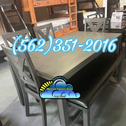 Grey Dining Set Bench Six Seater New 