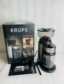 Krups Flat Burr Coffee Grinder Electric With 18 Adjustable Grind Settings, Black