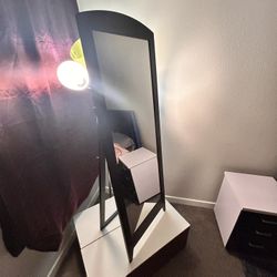 Freestanding, Black-framed Mirror
