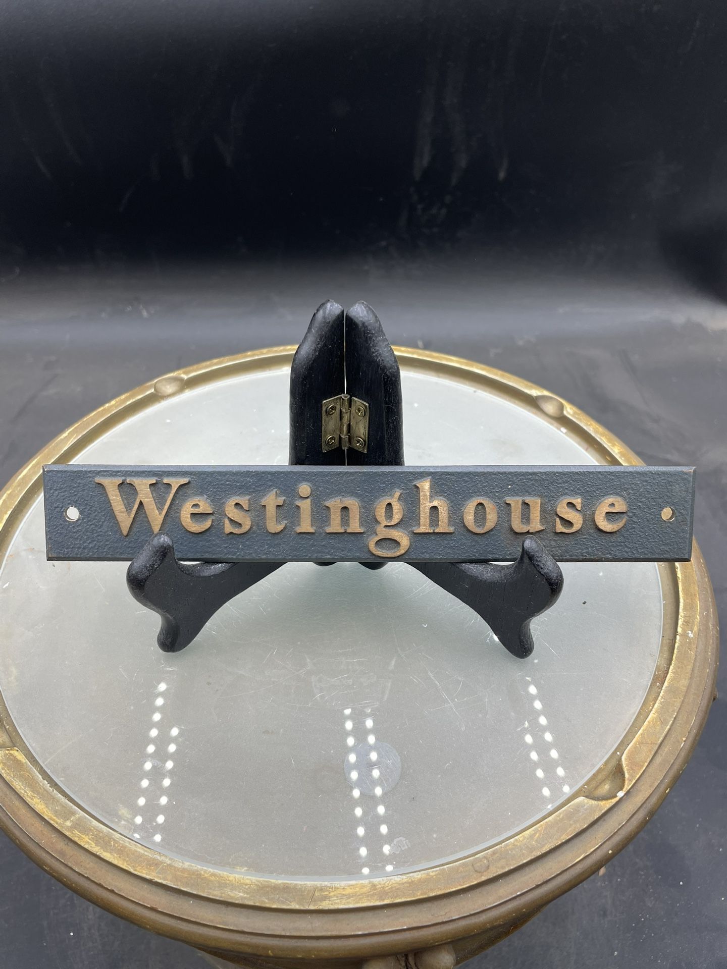 Vintage Rectangular Westinghouse 8” Metal Plaque Badge Logo VG
