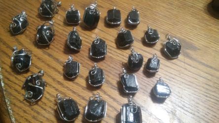 Black Tourmaline Siver Filled Pendants