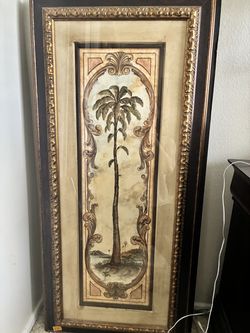 Large Matching Pair of Ornate Palm Tree Wall Art – John Richard