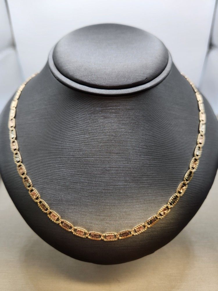 14k 22 Inch Tri-color Gucci Link Necklace