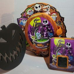 Loungefly Nightmare Before Christmas Cameo Backpack And Wallet Included Nwt EXCLUSIVE 