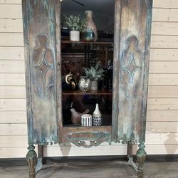 Antique Vintage China Cabinet, Rustic , Boho 