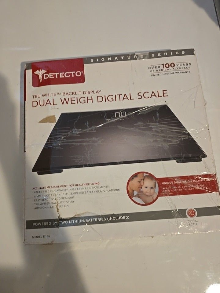Detecto D186 Dual Weight Digital Body Bathroom Scale, Gray, Up to 400 lb.