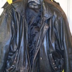 Large Leather Jacket  Black 