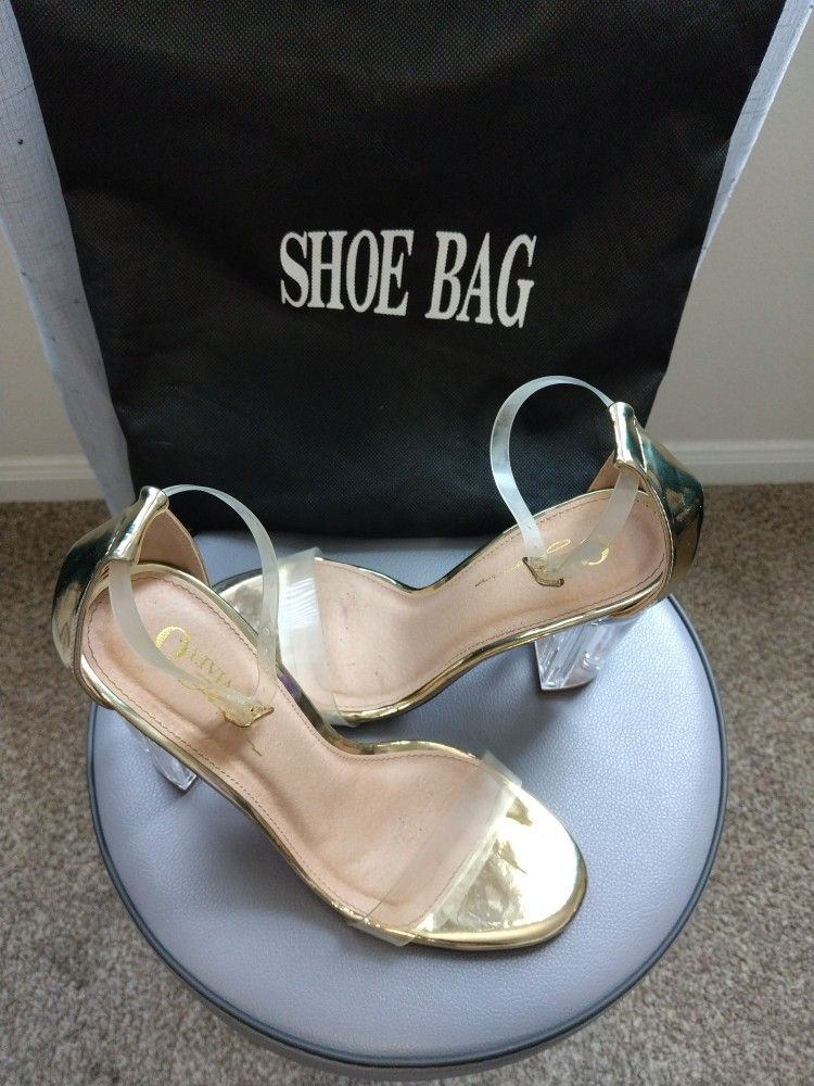 Gold & Clear Heels & Straps