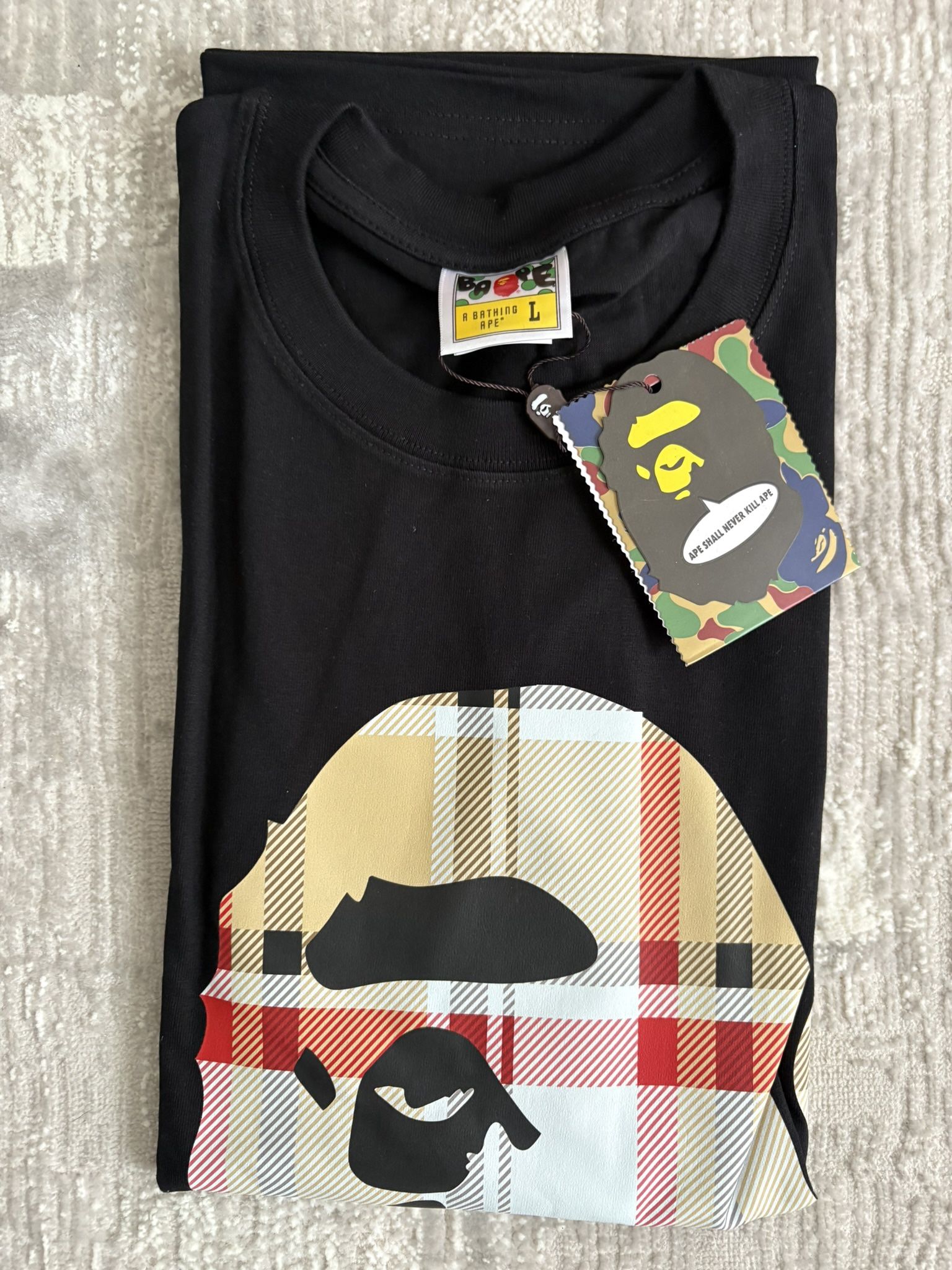BLACK BURBERRY BAPE TEE