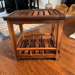 Solid Wood Two-Tier Table / Storage Shelf
