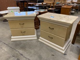 High Polished “Goatskin” Nightstands (Set of 2)