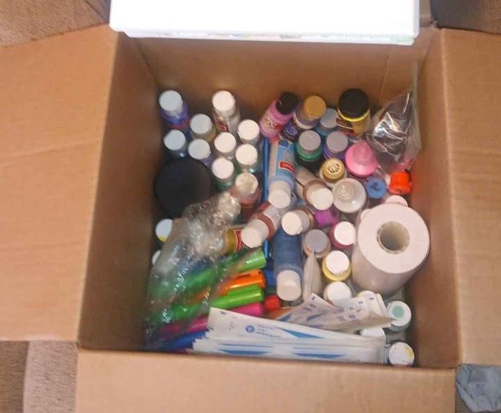 Box Of Paints & Painting Supplies