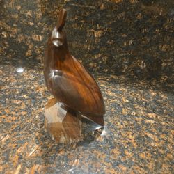 Wooden Bird Figurine – 8" Hand-Carved Natural Wood