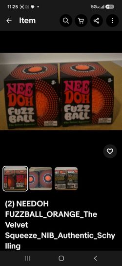 (2) NEEDOH FUZZBALL_ORANGE_The Velvet Squeeze_NIB_Authentic_Schylling