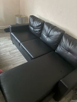 Black Leather Sectional