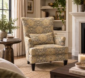 Vintage Paisley Wingback Accent Chair