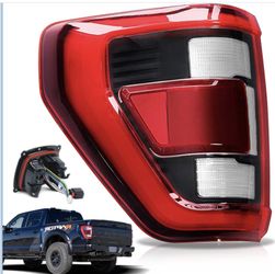 LED Tail Lights fit Ford F150 Raptor, 2021 2022 2023 With Blind Spot Black Housing Left Driver Side 
