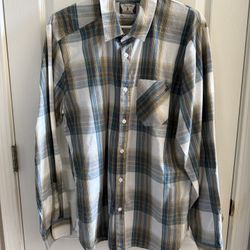 Men’s Volcom Corpo Class Long Sleeve Button Up Plaid Shirt with Front Pocket - Size Large 