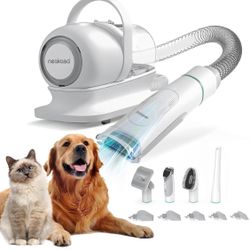 Pet Grooming Kit & Vacuum Suction 99% Pet Hair, Professional Clippers with 5 Proven Grooming Tools for Dogs Cats and Other Anima