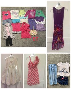 Girl Dresses Shirts Shorts Pajamas Bundle Size 5T