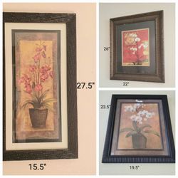 3 pieces set Orchid Flowers Images Framed Wall Decor