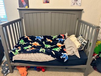 Convertible crib, changing table and organic mattress