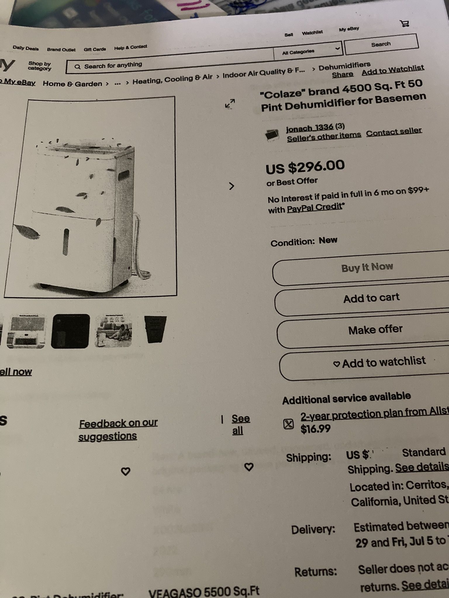 Dehumidifier NEW. With Warranty 3 Yrs, Colaze