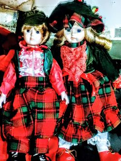 Nicky And Nina Porcelain Dolls 