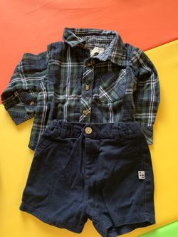 Little Brother 12 M Baby Boy Bottom Up Shirt And Shorts
