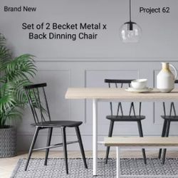 Brand New Set Of 2 Becket Metal X Back Dinning Chair Project 62 