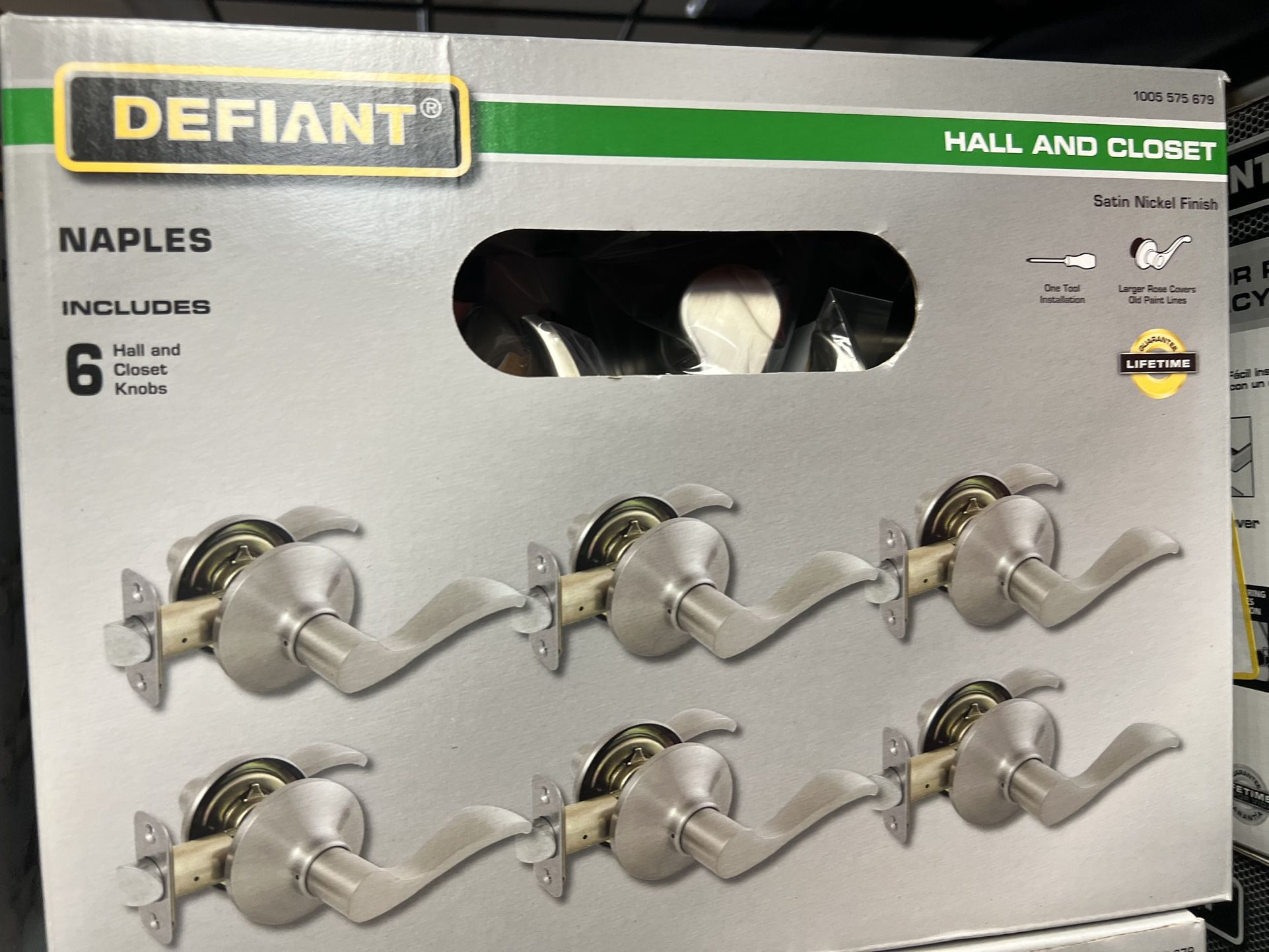 Defiant Naples Satin Nickel Hall and Closet Door Handle Contractor Pack